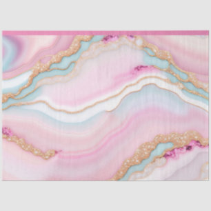 Light Blue Pink Agate Marble Trendy Collection Tissue Paper