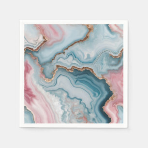 Light Blue Pink Gold Agate Marble Modern design  Napkin