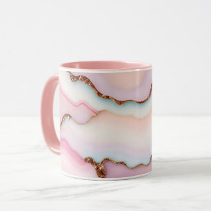 Light Blue Pink Marble Agate Modern Collection Mug