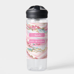 Light Blue Pink Marble Agate Popular Collection Water Bottle