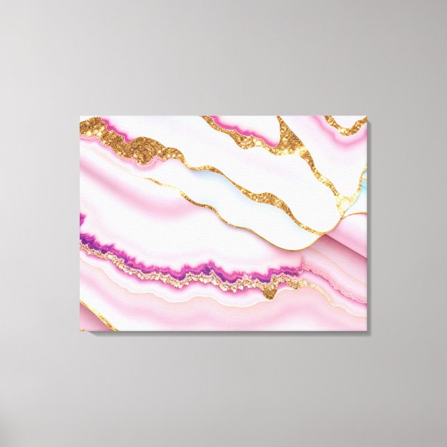 Light Blue Pink Marble Agate Trendy Collection Canvas Print (Front)