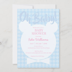 Light Blue Pink Oh baby Baby Shower Invitation