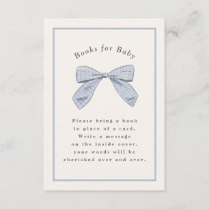 Light Blue Plaid Bow Elegant Baby Shower Enclosure Card
