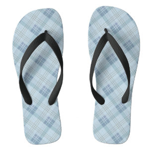 Light Blue Plaid Flip Flops