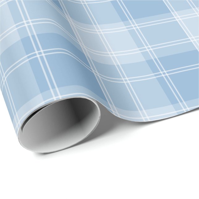 Light Blue Plaid Pattern Wrapping Paper (Roll Corner)