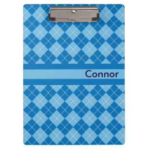 Light Blue Plaid Personalized Clipboard