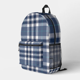Light Blue Plaid  Printed Backpack