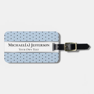 Light Blue Polka Dot Pattern, White Stripe Accent Luggage Tag
