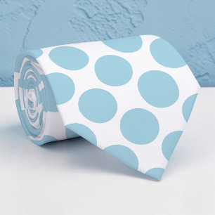 Light Blue Polka Dots on White Custom Necktie