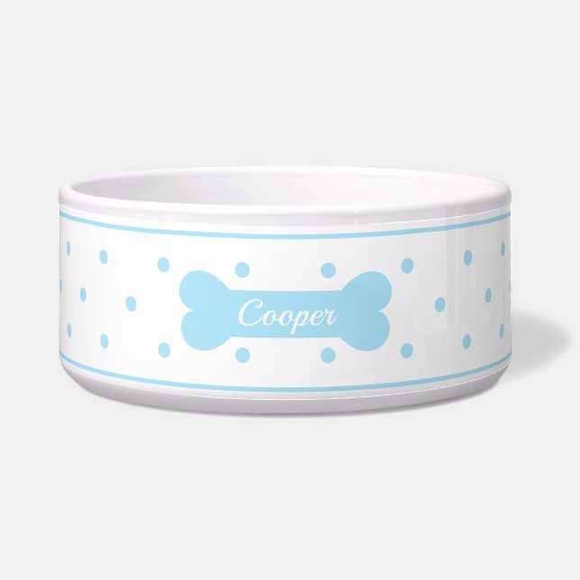 Light Blue Polka Dots With Dog Bone & Name (Front)