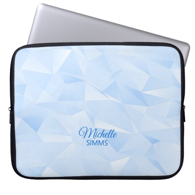 Light Blue Polygonal Pattern and Customization Laptop Sleeve (Front)