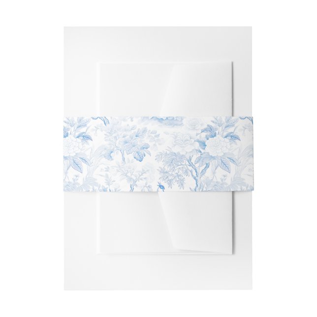 Light blue porcelain wedding invitation belly band (Front Example)