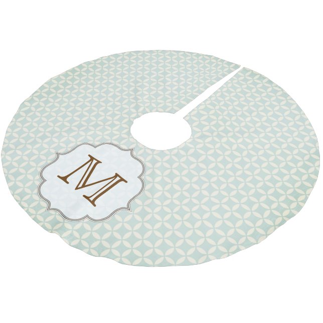 Light Blue Print Patte Monogram Initial Tree Skirt (Angled)