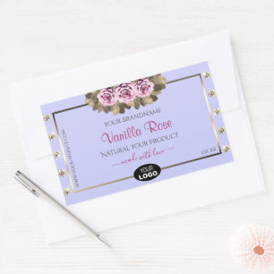 Light Blue Product Labels Pink Roses Diamonds Logo