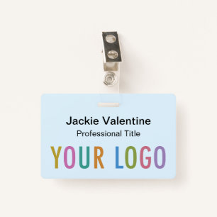 Light Blue PVC Name Badge with Clip Lanyard Reel