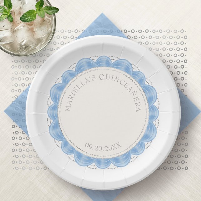 Light Blue Quinceanera Paper Plate (Creator Uploaded)