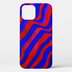 Light Blue, Red texture with wry lines. Gradient i iPhone 12 Case