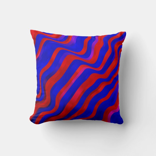 Light Blue, Red texture with wry lines. Gradient i Throw Pillow (Front)