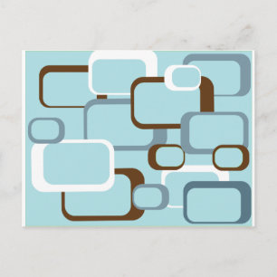 light blue retro squares postcard
