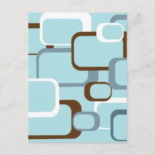 light blue retro squares postcard
