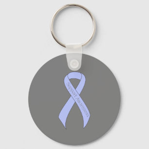 Light Blue Ribbon Support Awareness Keychain