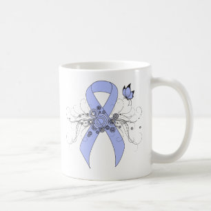 Light Blue Ribbon with Butterfly Coffee Mug