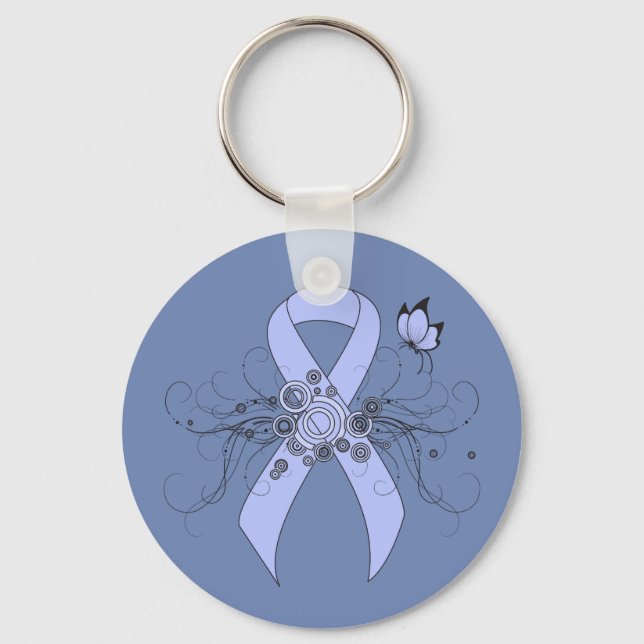 Light Blue Ribbon with Butterfly Keychain (Front)