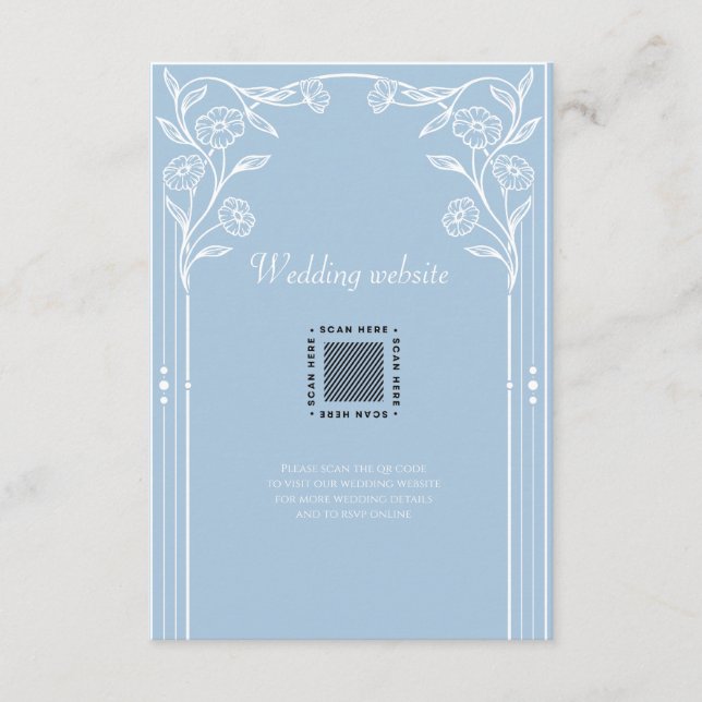 Light Blue Romance vintage  Wedding Enclosure Card (Front)