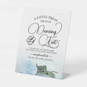 Light Blue Rose Dancing Feet Flip Flop Wedding Pedestal Sign