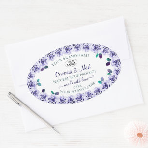 Light Blue Roses on White Product Labels with Logo