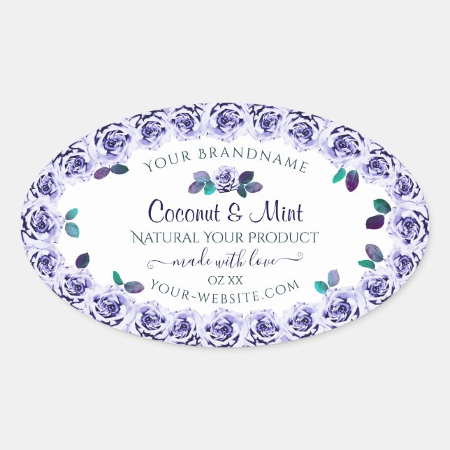 Light Blue Roses on White Product Packaging Labels (Front)