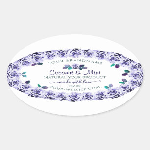 Light Blue Roses on White Product Packaging Labels
