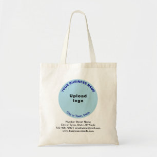 Light Blue Round Shape Business Brand on Budget Tote Bag