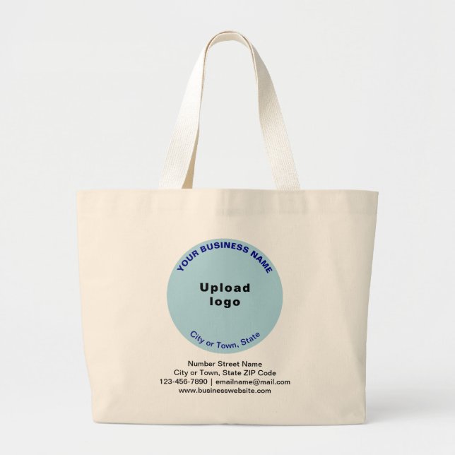 Light Blue Round Shape Business Brand on Jumbo Large Tote Bag (Front)