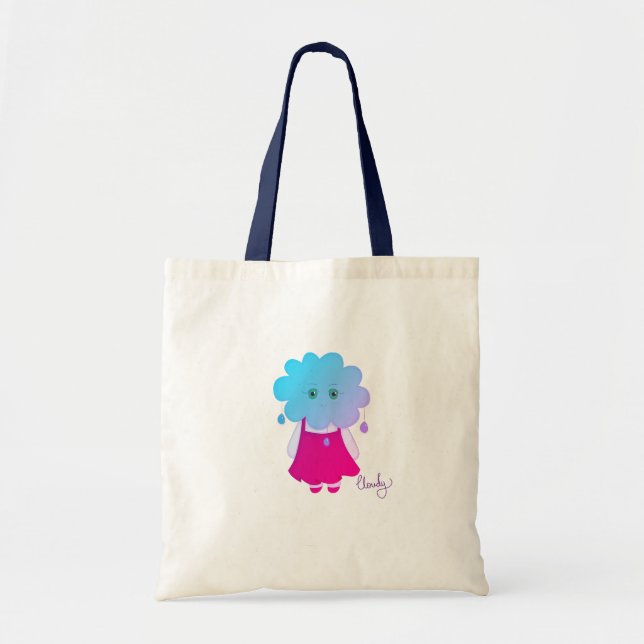 Light Blue Row Cloudy Emotional Expression Tote Bag (Front)