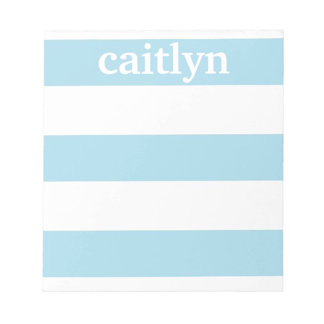 Light Blue Rugby Stripes Personalized Notepad (Front)