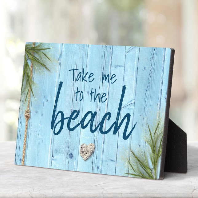 Light Blue Rustic Coastal Wood Take Me to Beach Plaque (Creator Uploaded)
