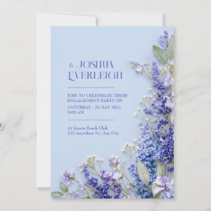 Light Blue Rustic Spring Lavender Frame Invitation