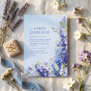 Light Blue Rustic Spring Lavender Frame Invitation