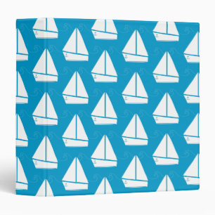 Light Blue Sailboat Pattern Binder