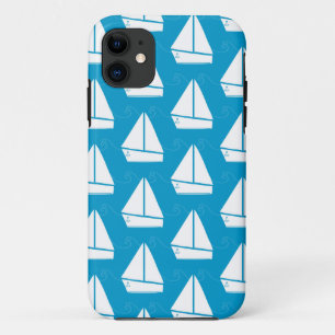 Light Blue Sailboat Pattern iPhone 11 Case