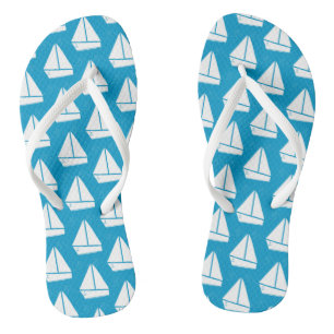 Light Blue Sailboat Pattern Flip Flops