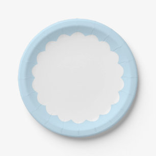 Light Blue Scallop - Customizable Paper Plate