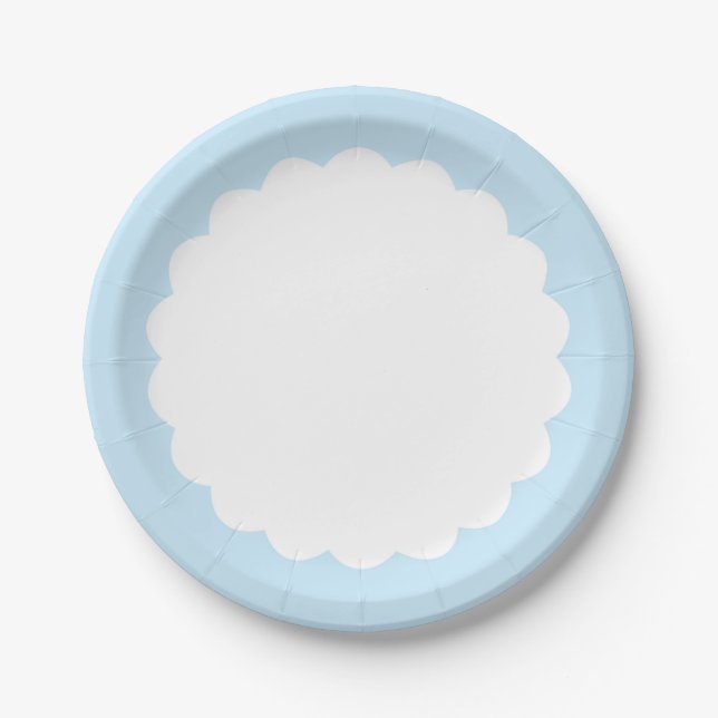 Light Blue Scallop - Customizable Paper Plate (Front)