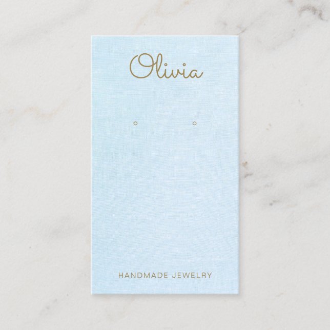 Light Blue Script  Earring Display Business Card (Front)