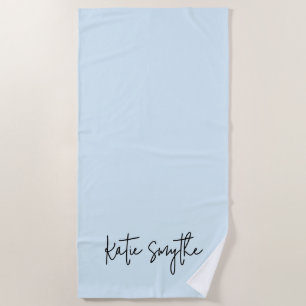 Light Blue Script Name Cute Beach Towel