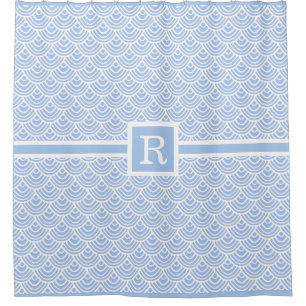 Light Blue Shells Art Deco Monogrammed Seashells