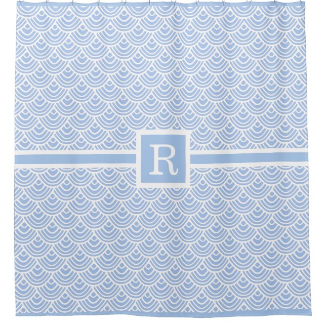 Light Blue Shells Art Deco Monogrammed Seashells (Front)