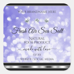 Light Blue Shimmer Glitter Product Labels Diamonds