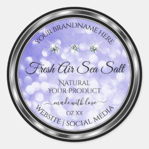 Light Blue Shimmer Glitter Product Labels Diamonds